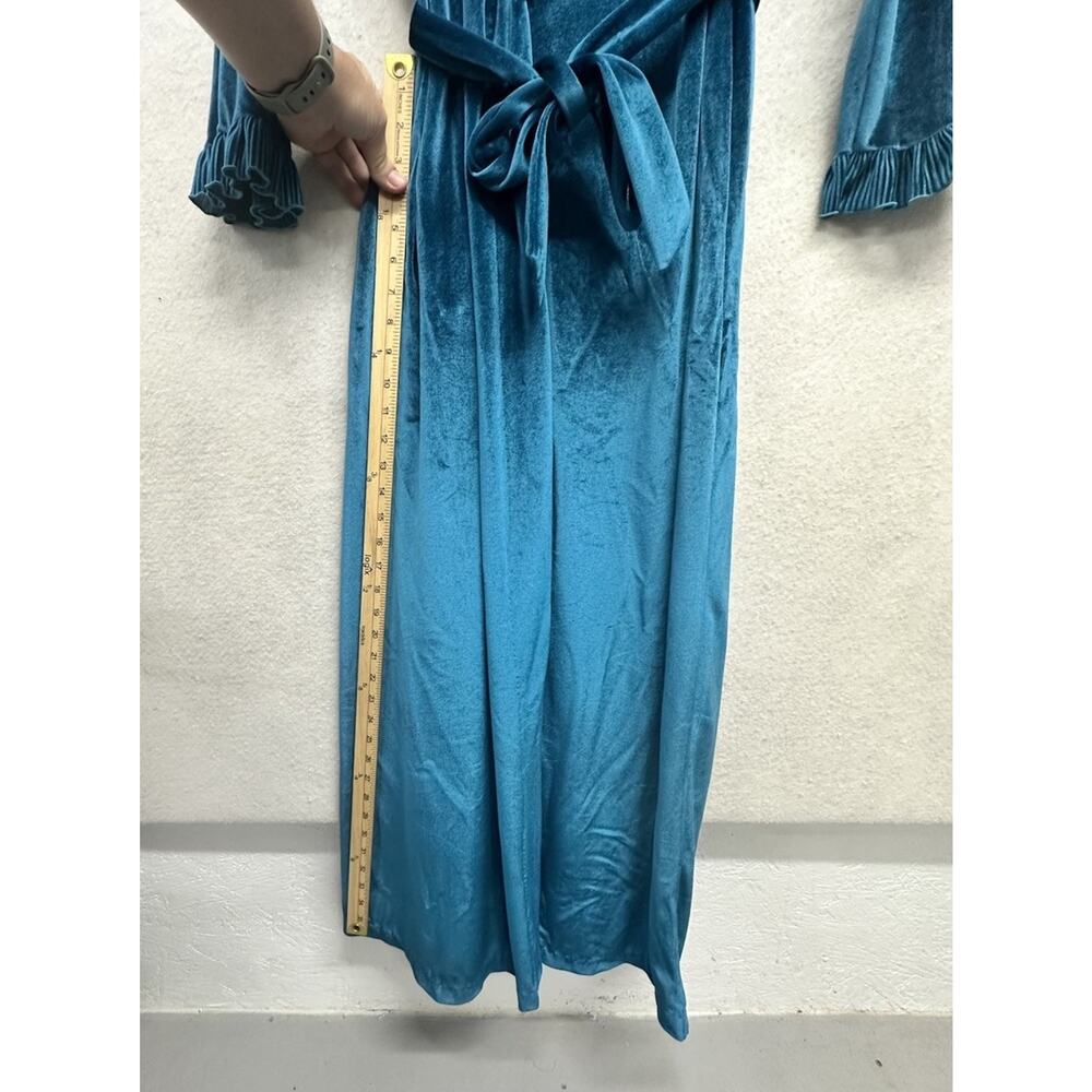 Vintage Robe Helen Of Troy Womens M Velvet Velour Teal Belted Grannycore - Picture 6 of 13